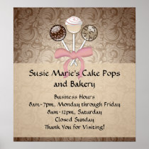 Elegant Cocoa Damask Cake Pop Posters