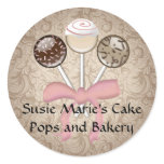 Elegant Cocoa Damask Cake Pop stickers