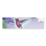 elegant colourful hummingbird and purple flowers bumper stickers
