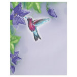 elegant colourful hummingbird and purple flowers flyers