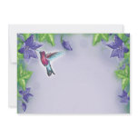 elegant colourful hummingbird and purple flowers invitations