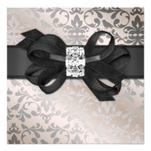 Elegant Cream and Silver Invitation with Bow