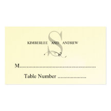 Elegant Cream Monogram Wedding Seating Cards Business Card