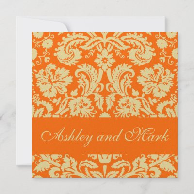 orange and ivory wedding invitations