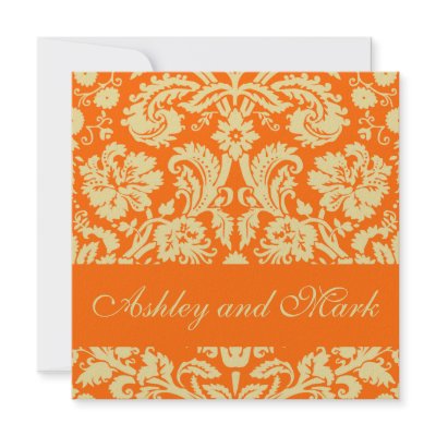 orange and ivory wedding invitations