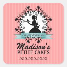 Elegant Cupcake Silhouette Bakery Stickers