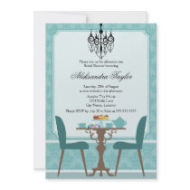 Elegant Damask and Chandelier Tea Party Invitation