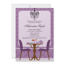 Elegant Damask and Chandelier Tea Party Invitation