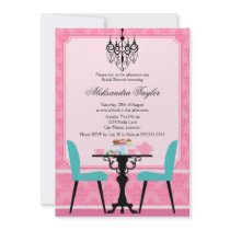 Elegant Damask and Chandelier Tea Party Invitation