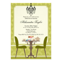 Elegant Damask and Chandelier Tea Party Invitation