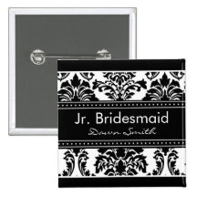 Elegant Damask Bridal Party - Jr. Bridesmaid Buttons