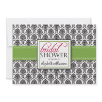 Elegant Damask Bridal Shower Invitation (green)