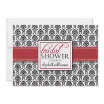Elegant Damask Bridal Shower Invitation (red)