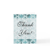 elegant damask design with aqua blue card