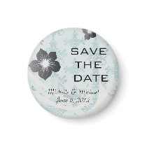 elegant damask design with aqua blue fridge magnet