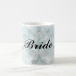 elegant damask design with aqua blue mugs