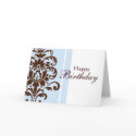 Elegant Damask for Happy Birthday - Customised cards