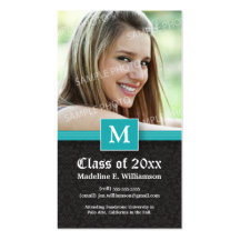 Elegant Damask Graduation Status Card (aqua) Business Card Templates