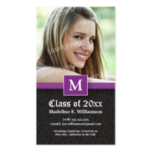 Elegant Damask Graduation Status Card (fuchsia) Business Card Template