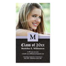 Elegant Damask Graduation Status Card (lilac) Business Card Template