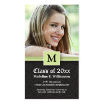 Elegant Damask Graduation Status Card (mint) Business Card