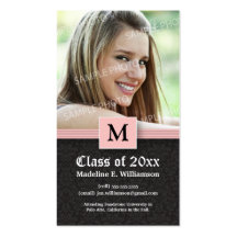 Elegant Damask Graduation Status Card (pink) Business Cards