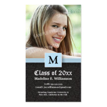 Elegant Damask Graduation Status Card (powder) Business Card Templates