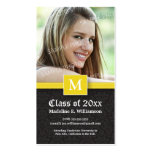 Elegant Damask Graduation Status Card (yellow) Business Card Template