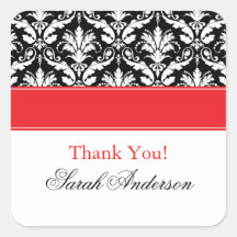 Elegant Damask Pattern Personalised Square Sticker