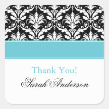 Elegant Damask Pattern Personalised Square Sticker