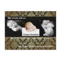 Elegant Damask Photo Birth Announcment postcards