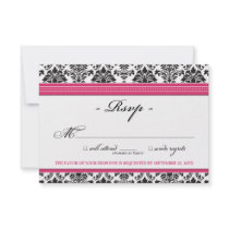 Elegant Damask RSVP Card (fuchsia)