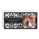 Elegant Damask Save-the-Date Photocard: black