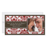 Elegant Damask Save-the-Date Photocard: red