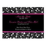 Elegant Damask Save the Date white/pink Postcard