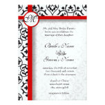Elegant Damask Side Borders Red Trim Wedding invitations