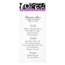 Elegant Damask Swirls Reception Menu in Purple Personalised Invitations