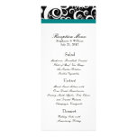 Elegant Damask Swirls Reception Menu in Teal Personalized Announcements