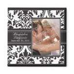 Elegant Damask Wedding Favour Magnet: black/white