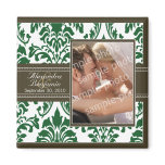 Elegant Damask Wedding Favour Magnet: green/brown
