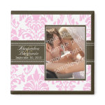 Elegant Damask Wedding Favour Magnet: pink/brown