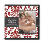 Elegant Damask Wedding Favour Magnet: red/black