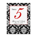 Elegant Damask Wedding Table Number Card Postcards