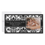Elegant Damask Wedding Thank You Photocard: black