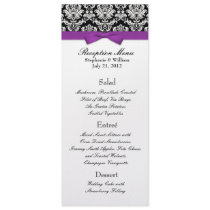 Elegant Damask with Purple Bow Reception Menu