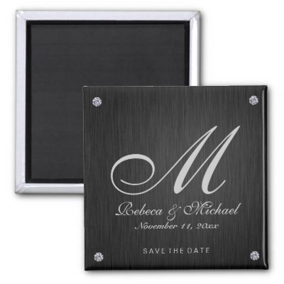 Elegant Diamond Themed Wedding Save the Date Magnet by AV Designs