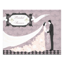 Elegant Doves, Bride & Groom Vector Bridal Shower Personalized Announcement