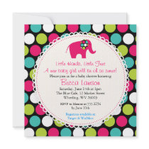 Elegant Elephant Polkadots Baby Shower Invitations