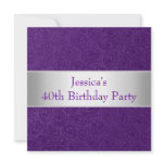 Elegant Embossed Purple Paisley White Party invitations