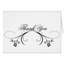 Elegant Floral Swirls Thank You Blank Notecard